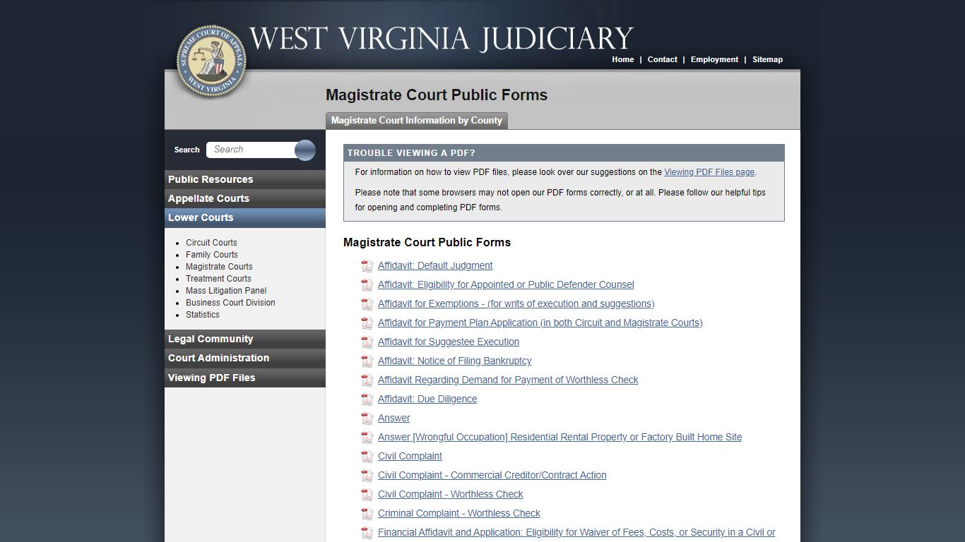 Magistrate Court Public Forms - West Virginia Judiciary - courtswv.gov