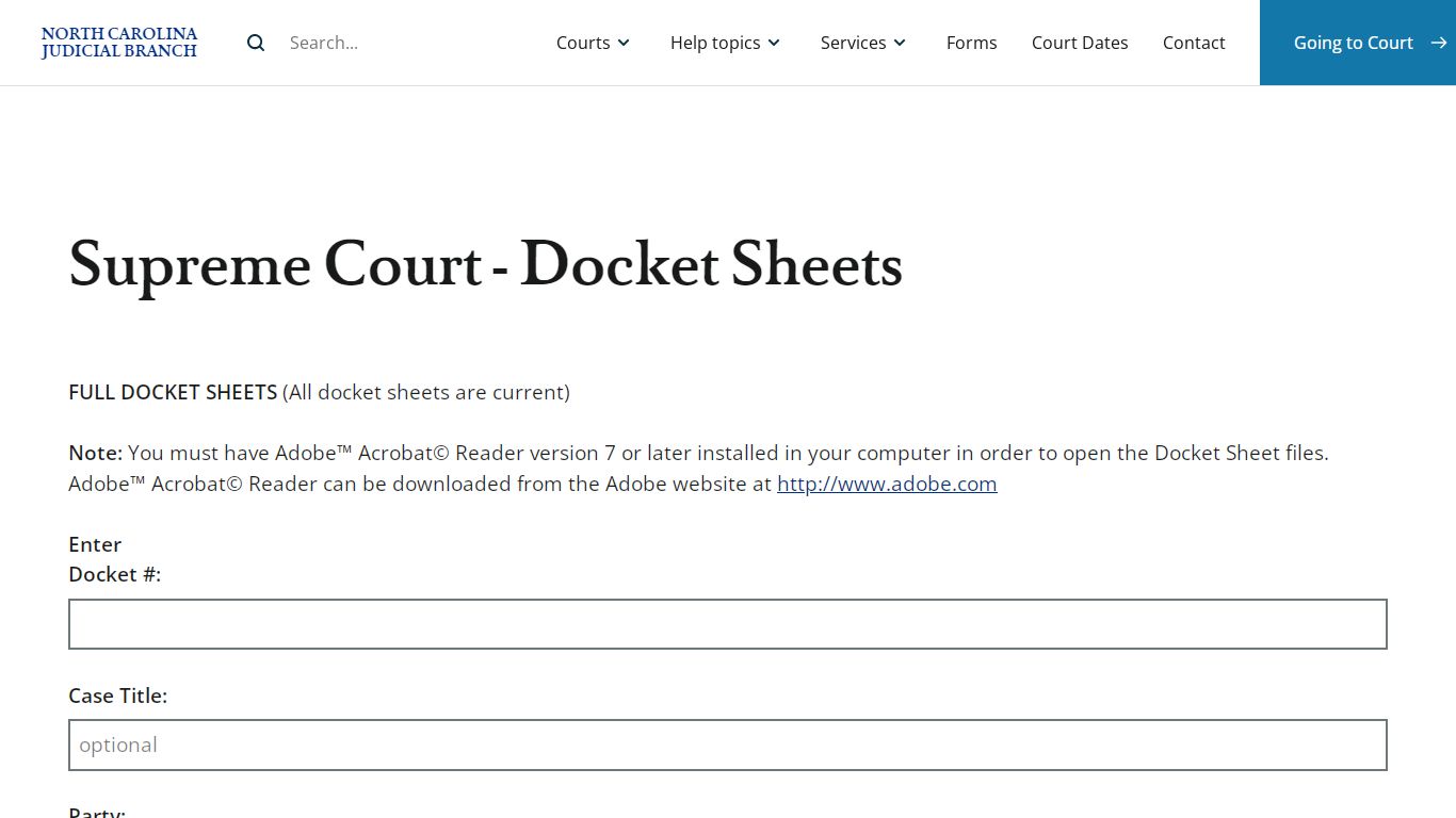 Supreme Court - Docket Sheets